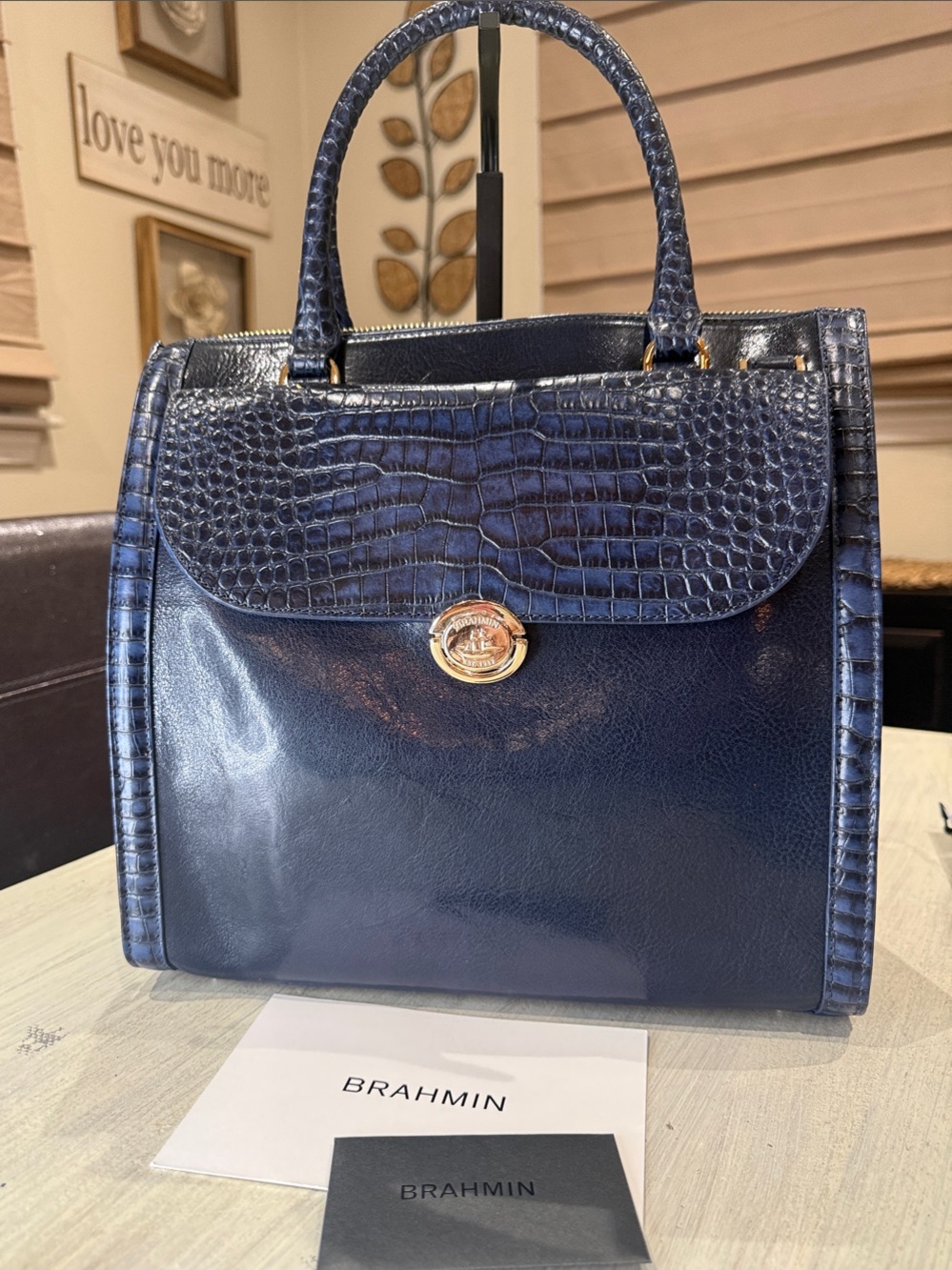 Brahmin Caroline Royalty Fairfield Croc-Embossed Top-Handle Satchel